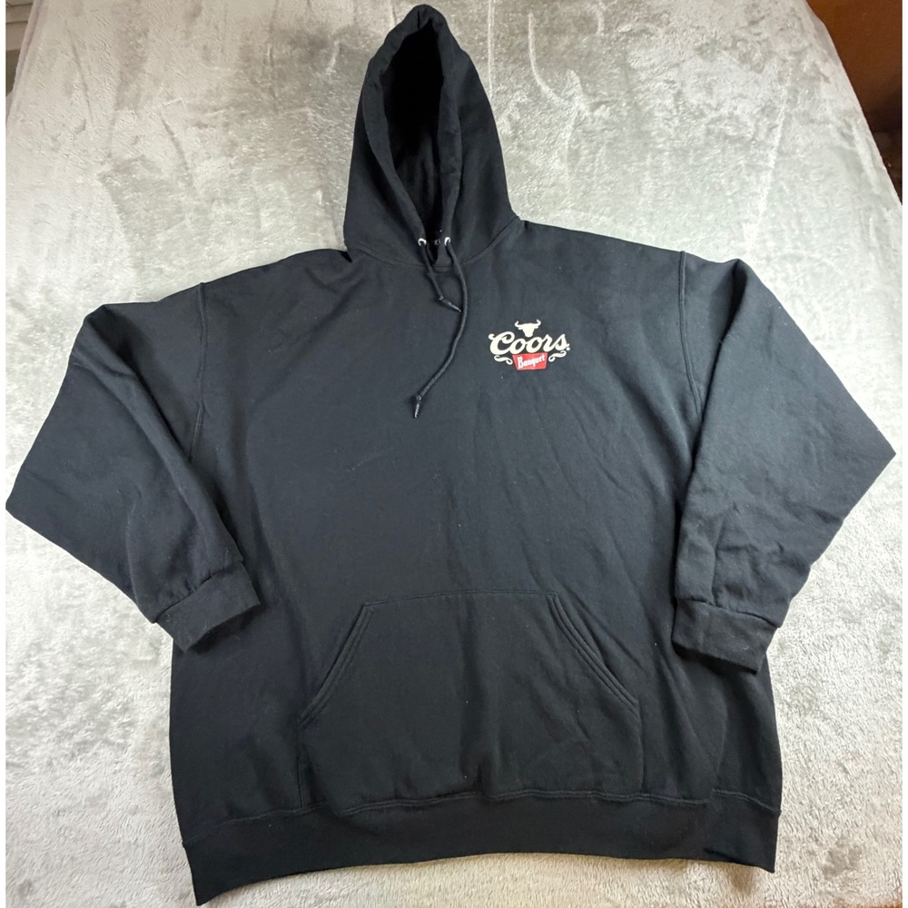 Coors Banquet Hoodie Mens 2XL Black Rodeo Bull Graphic Sweatshirt Pullover